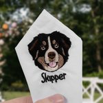 Personalized Embroidery Pet Face Photo 100% Cotton Handkerchief Pocket Square with Name Wedding Birthday Gift for Groom Best Man Dog Cat Lover