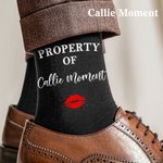 Callie Moment Personalized Pure Cotton Soft Red Lip Print Property Of Name Mid-Calf Socks Valentine's Day Anniversary Gift for Husband Boyfriend