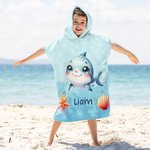 Personalized Cute Marine Animals Quick Dry Kid Hooded Beach Towel with Name Travel Essentials Summer Vacation Birthday Gift for Boys Girls