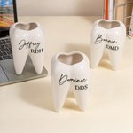 Porte stylo personnalisé en forme de dent avec nom Décoration de bureau Cadeau de fin d'études pour dentiste Hygiéniste dentaire
