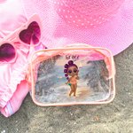 Sac Cosmétique Transparent Personalisé avec Nom et Personnage Cartoon Accessoire Estival de Vacances Cadeau pour Femme Fille
