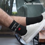 Callie Moment Personalized Pure Cotton Soft Red Lip Print Property Of Name Mid-Calf Socks Valentine's Day Anniversary Gift for Husband Boyfriend