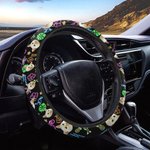 Personalisierte fluoreszierende Flamingo Kokosnuss Baum Anti-Rutsch-Auto-Lenkrad-Abdeckung mit 1-3 Haustier Fotos Autozubehör Geburtstagsgeschenk für Autobesitzer