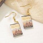 Personalized Miniature Book Cover Dangle Drop Earrings for Book Lovers Writer Librarian