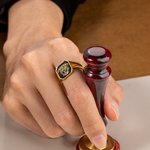 Personalised Monogram Interlocking Initial Signet Ring Jewellery with Engraved Text Birthday Engagement Gift for Men