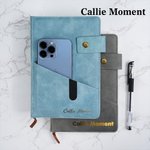 Callie Moment Personalized Gold Metallic Foil Name A5  Leather Journal Notebook with Lined Pages and Clasp Graduation Birthday Gift for Family Friends