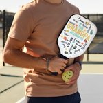 Housse de raquette de Pickleball imperméable personnalisée avec 1-12 noms Anniversaire Fête des Pères Cadeau pour Papa Grand-père Joueur de Pickleball