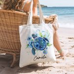 Personalisierte florale Meeresschildkröte wiederverwendbare Canvas Tote Bag mit Namen Sommer Strand Urlaub Reisen Essentials Geburtstag Geschenk für Frauen