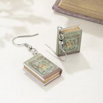 Personalized Miniature Book Cover Dangle Drop Earrings for Book Lovers Writer Librarian