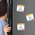 Personalized Color Crayon Square Fridge Magnet with Text Home Class Decor Birthday Teacher's Day Appreciation Gift for Teachers