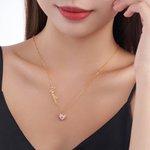 Personalised Heart Birthstone Pendant Necklace with Name Dainty Jewellery Birthday Anniversary Gift for Women Girls