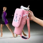 Personalizado Patinaje Chica Nacimiento Flor Botella de Agua Bolsa con Bolsa Correa Ajustable Accesorio para Stanley Vaso Regalo de Cumpleaños para Mujer Niña