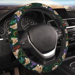 Personalisierte fluoreszierende Flamingo Kokosnuss Baum Anti-Rutsch-Auto-Lenkrad-Abdeckung mit 1-3 Haustier Fotos Autozubehör Geburtstagsgeschenk für Autobesitzer