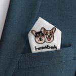 Personalized Embroidery Pet Face Photo 100% Cotton Handkerchief Pocket Square with Name Wedding Birthday Gift for Groom Best Man Dog Cat Lover