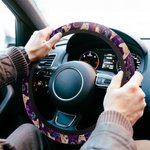 Personalisierte fluoreszierende Flamingo Kokosnuss Baum Anti-Rutsch-Auto-Lenkrad-Abdeckung mit 1-3 Haustier Fotos Autozubehör Geburtstagsgeschenk für Autobesitzer