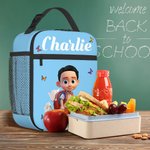 Personalized Cute 3D Cartoon Character Flower Multicolor Portable Insulated Lunch Bag with Name Back to School Birthday Gift for Boys Girls
