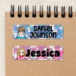 Autocollants Holographiques Personnalisés avec Motif Crayon Personnage de Dessin Animé et Nom Étiquette d’Identité Cadeau Rentrée pour Enfants Élèves