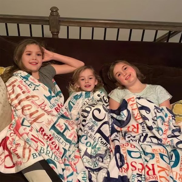 Soft Flannel Family Name Blanket Word Cloud Design