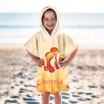 Personalized Cute Marine Animals Quick Dry Kid Hooded Beach Towel with Name Travel Essentials Summer Vacation Birthday Gift for Boys Girls