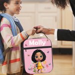 Personalized Cute 3D Cartoon Character Flower Multicolor Portable Insulated Lunch Bag with Name Back to School Birthday Gift for Boys Girls
