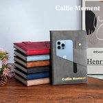 Callie Moment Personalized Gold Metallic Foil Name A5  Leather Journal Notebook with Lined Pages and Clasp Graduation Birthday Gift for Family Friends