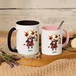 Taza de Cerámica Personalizada con el Nombre de la Vaca Escocesa Highland Regalo de Cumpleaños para los Amantes de las Vacas Highland