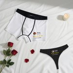 Personalisierte Fünf-Sterne-Rezension Foto atmungsaktiv Paar Tanga Boxer Unterwäsche Brief Set mit Namen Datum und Text Geburtstag Jahrestag Geschenk für Männer Frauen