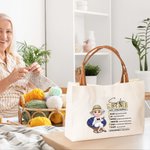 Gepersonaliseerde Cartoon Character Retire Definition Quotes Grote Canvas Tas met Leren Handvat Verjaardag Pensioen Cadeau voor Vrouwen Collega's