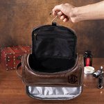 Gepersonaliseerde waterdichte draagbare mannen PU lederen cosmetische toilettas met monogram verjaardag Groomsmen Gift voor hem