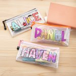 Personalized Colorful Name Waterproof Mesh Pencil Pouch with Zipper School Supplies Back to School Gift for Kids