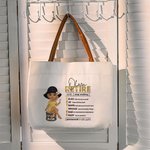 Gepersonaliseerde Cartoon Character Retire Definition Quotes Grote Canvas Tas met Leren Handvat Verjaardag Pensioen Cadeau voor Vrouwen Collega's
