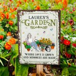 Gepersonaliseerde Retro tuinieren cartoon karakter metalen bord met naam tuin Yard Decor Housewarming pensioen verjaardagscadeau voor mama oma vrienden