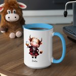 Taza de Cerámica Personalizada con el Nombre de la Vaca Escocesa Highland Regalo de Cumpleaños para los Amantes de las Vacas Highland