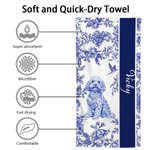 Personalized Toile De Jouy Pet Pattern Quick Dry Soft Oversized Beach Towel with Name Summer Vacation Beach Party Birthday Gift for Dog Cat Lovers