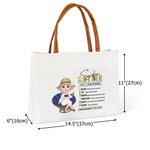 Gepersonaliseerde Cartoon Character Retire Definition Quotes Grote Canvas Tas met Leren Handvat Verjaardag Pensioen Cadeau voor Vrouwen Collega's