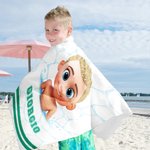 Asciugamano da spiaggia personalizzato con nome e personaggio cartone animato in 3D oversize a righe regalo per bambini