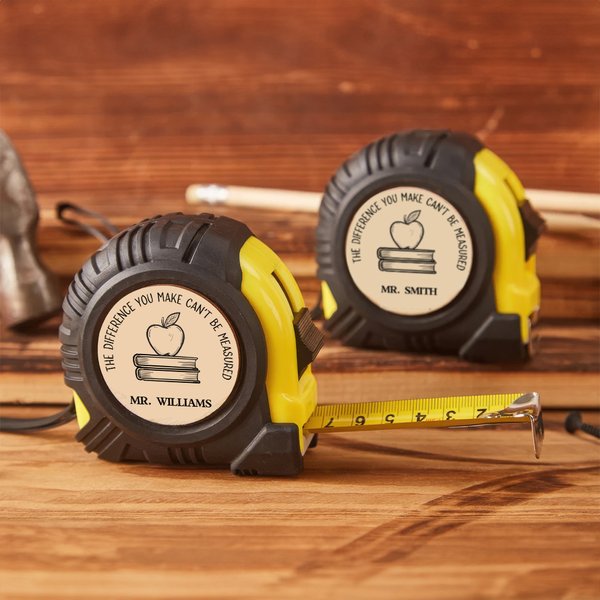 Personalized Apple Books Tape Measure Ruler with Wrist Strap and Text Measuring Accessories Appreciation Teacher's Day Gift for Measuring Teachers