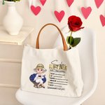 Gepersonaliseerde Cartoon Character Retire Definition Quotes Grote Canvas Tas met Leren Handvat Verjaardag Pensioen Cadeau voor Vrouwen Collega's