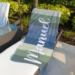 Toalla de playa personalizada de rayas coloridas de secado rápido con nombre esencial para viajes regalo de verano para familiares y amigos
