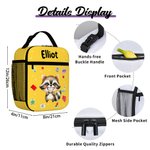 Personalized Cartoon Laughing Animal Insulated Lunch Bag with Name Daily Travel Back to School Birthday Gift for Boys Girls