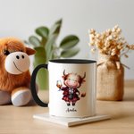 Taza de Cerámica Personalizada con el Nombre de la Vaca Escocesa Highland Regalo de Cumpleaños para los Amantes de las Vacas Highland