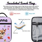 Personalized Cartoon Laughing Animal Insulated Lunch Bag with Name Daily Travel Back to School Birthday Gift for Boys Girls
