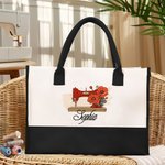 Personalized Birth Flower Sewing Machine Canvas Large Tote Bag with Name Daily Travel Essentials Birthday Gift for Women Sewing Enthusiast