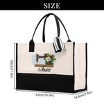 Personalized Birth Flower Sewing Machine Canvas Large Tote Bag with Name Daily Travel Essentials Birthday Gift for Women Sewing Enthusiast