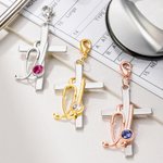 Personalized Medical Stethoscope Cross Badge Reel Charm with Birthstone Nurse Week Graduation Birthday Gift for Nurses Doctors