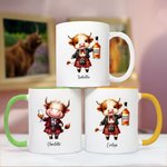 Taza de Cerámica Personalizada con el Nombre de la Vaca Escocesa Highland Regalo de Cumpleaños para los Amantes de las Vacas Highland