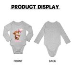 Personalised Cute Highland Cow 100% Cotton Baby Bodysuit with Name Full Moon Baby Shower Gift for Baby Girl Boy