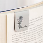 Segnalibro magnetico in pelle PU personalizzato con fiore di nascita colorato e nome regalo di compleanno per amanti dei libri