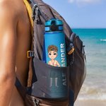 Personalized Cartoon Lifeguard Character 32 oz Gradient Sport Water Bottle with Name and Time Marker Gratitude Birthday Gift for Lifeguards