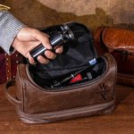 Gepersonaliseerde waterdichte draagbare mannen PU lederen cosmetische toilettas met monogram verjaardag Groomsmen Gift voor hem